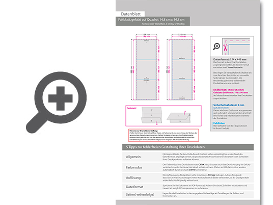 Product Bild faltblatt__gefalzt_auf_quadrat_14_8_cm_x_14_8_cm__horizontaler_wickelfalz__6-seitig
